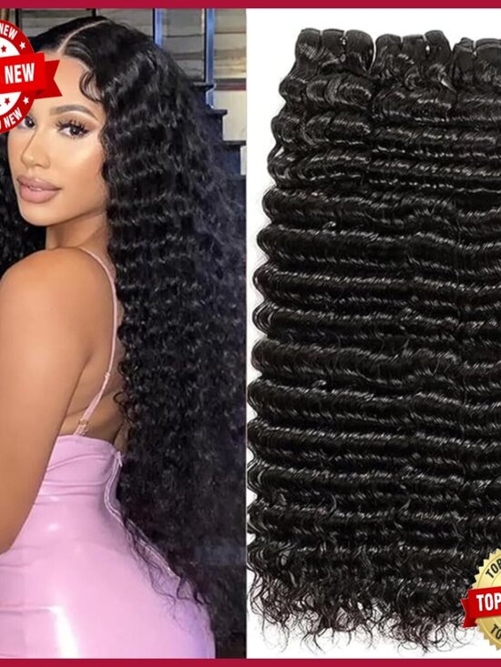 Deep Wave Human Hair Extensions 16-20 Inch Brazilian Virgin Hair Bundles main image 6